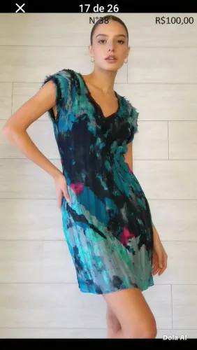 Lindo Vestido Azul Mesclado 38
