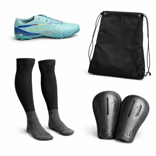 Kit Chuteira Futebol Unissex + Meião + Porta Chuteira + Caneleira