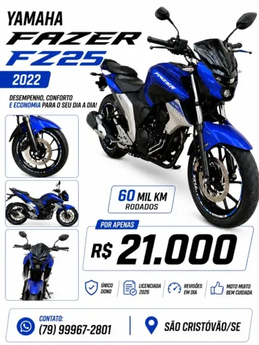 Yamaha Fazer FZ25 2022: O Equilíbrio Perfeito para o seu Dia a Dia