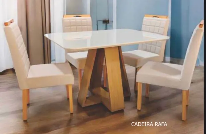Mesa de vidro com 4 cadeiras estofadas / NOVO / ENTREGAMOS 