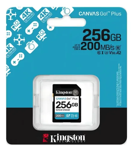 Cartão De Memória Kingston Sdg4/256gb Canvas Go Plus 256gb