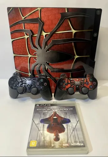 PlayStation 3 Slim 120GB CECH-2101A com 2 Controles Originais e The Amazing Spider-Man 2