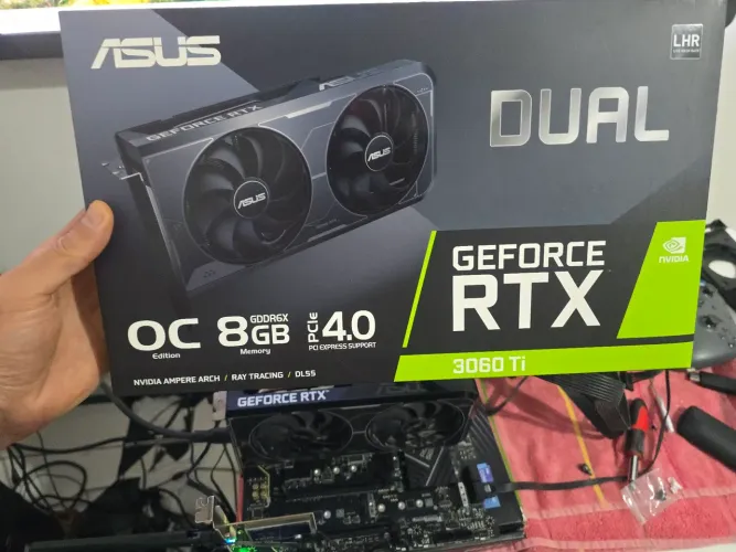 Placa de Video RTX 3060 Ti 8Gb ASUS Dual OC Edition 2x8 Pinos PCi - 100% Testada