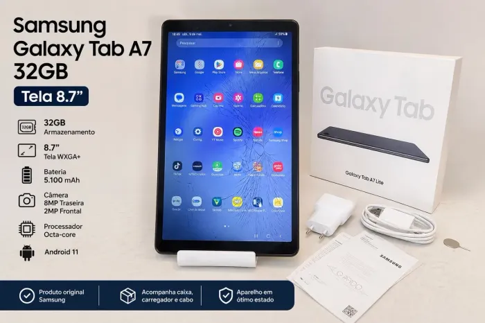 Tablet Samsung Galaxy Tab A7 Lite Grafite 32GB Tela 8.7 - 3 GB Ram - Câmera 8MP