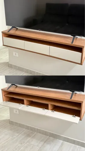 Rack suspenso off white com freijó - R$ 130