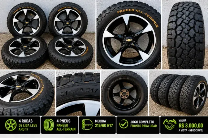 VENDO JOGO COMPLETO DE RODAS E PNEUS - CHEVROLET MONTANA