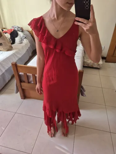 Vestido vintage Y2K vermelho babados