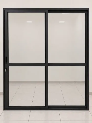 PORTA DE CORRER DE VIDRO - LINHA 25 PREMIUM (ALUMÍNIO PRETO)