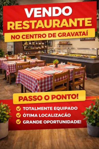 VENDE-SE RESTAURANTE E MARMITARIA NO CENTRO DE GRAVATAÍ 