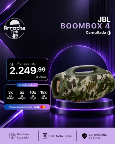 JBL - Caixa de Som Boombox 4 Camuflada - Lacrado - Com NF - Garantia JBL de 1 ano
