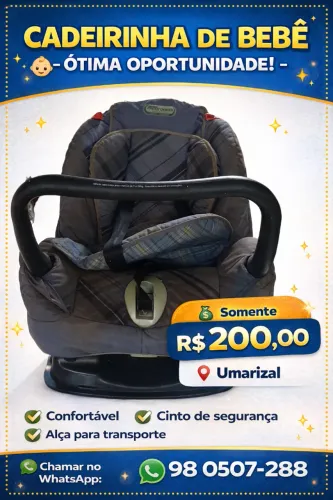 Cadeirinha para carro, ideal para crianças de 0 a 25 kg.