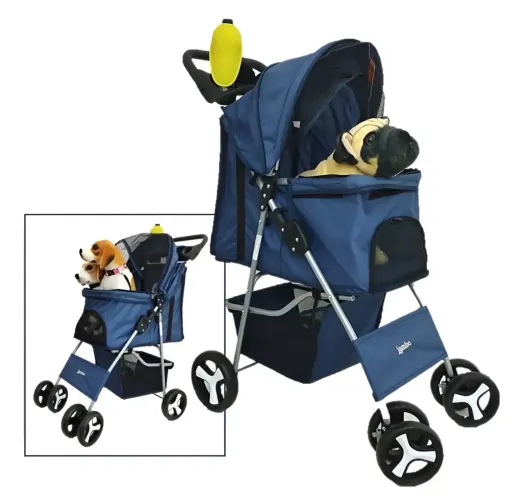 Carrinho Passeio Pet Cães Gatos Até 15 Kg C/ Porta Copo Azul