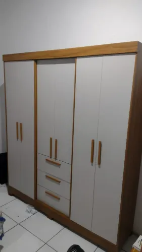 Guarda-roupa Com 6 Portas E 3 Gavetas Cinamomo/Off White