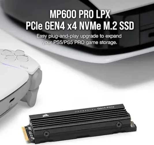 SSD Corsair MP600 PRO LPX - 1TB M.2 NVMe, Leitura 7100MB/s, Gravação 5800MB/s