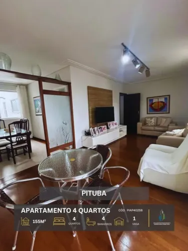 APARTAMENTO NORTE/SUL 155m² 4 QUARTOS 2 SUÍTES VARANDA GARAGEM INFRA VENDE PITUBA