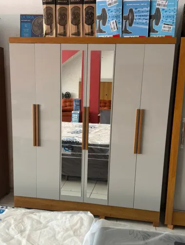 Guarda-Roupa de Casal 6 Portas com Espelho - No