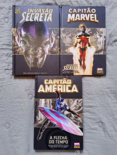 Lote 3 HQ Marvel Deluxe Panini - Invasão Secreta + Capitão