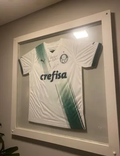 Camisa Palmeiras Oficial Autografada Raphael Veiga Emoldurada