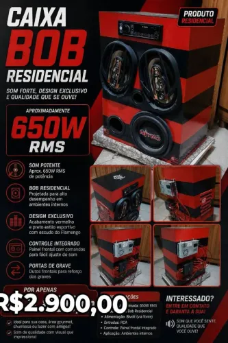 Vendo caixa Bob residencial Aprox=650w rms dá para colocar na mala do carro