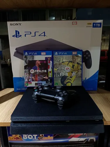 Ps4 slim 1tb 1 controle + 2 jogos físicos e jogos digital