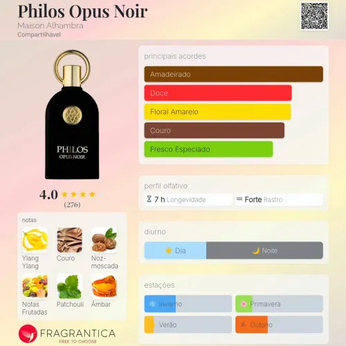 PERFUME MAISON ALHAMBRA PHILOS OPUS NOIR, ORIGINAL LACRADO!