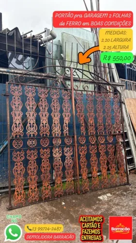 Portão Usado 2 Folhas de Ferro 2.20 x 2.15