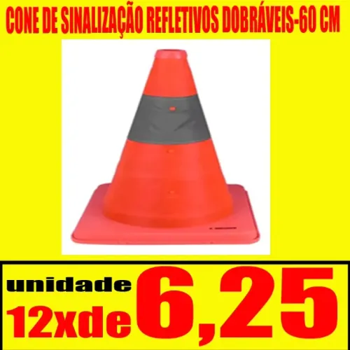 CONE DE SINALIZAÇÃO REFLETIVOS DOBRÁVEIS-60 CM