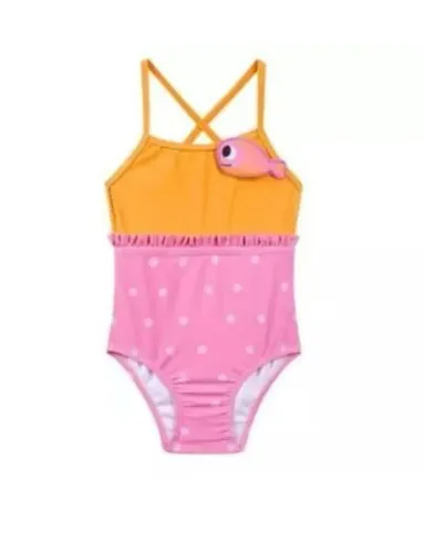 Maiô Marissol Infantil Bebê com Babados - Laranja e Rosa - Tam. 3P