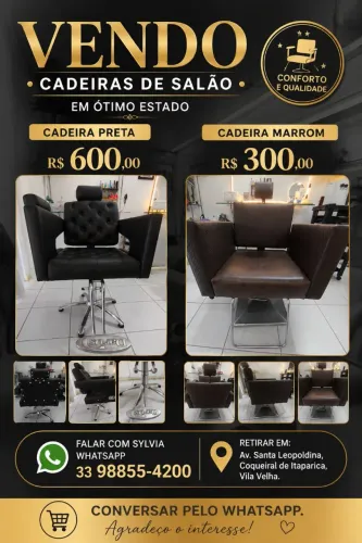 Vendo cadeiras salão beleza