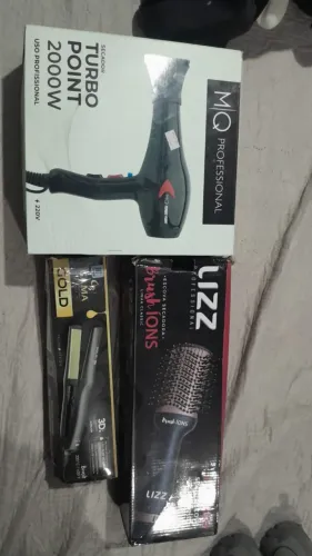 kit secador, chapinha e escova modeladora