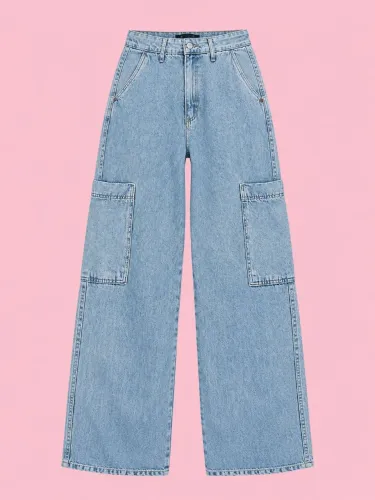 calça cargo jeans clara tamanho 42