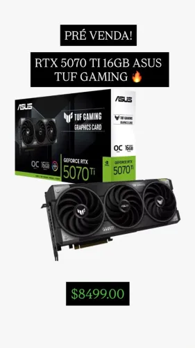 RTX 5070 Ti 16GB ASUS TUF GAMING - LOJA FISICA