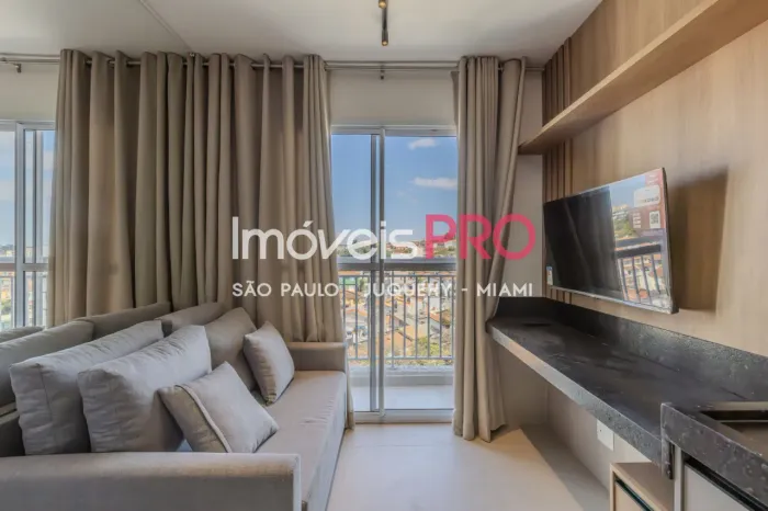 Apartamento 1 dorm, mobiliado, 26m2 com varanda ao lado da Cidade Universitaria para locaç