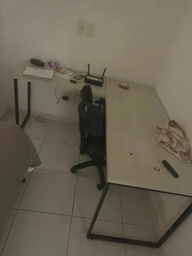  Escrivaninha Mesa Escritório em L Estilo 1,50MX1, Kuadra Compace 150cm Industrial Snow Be