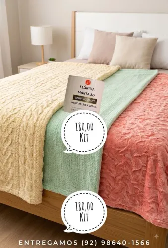 Kit 3 mantas casal por 180$. Entrega gratis