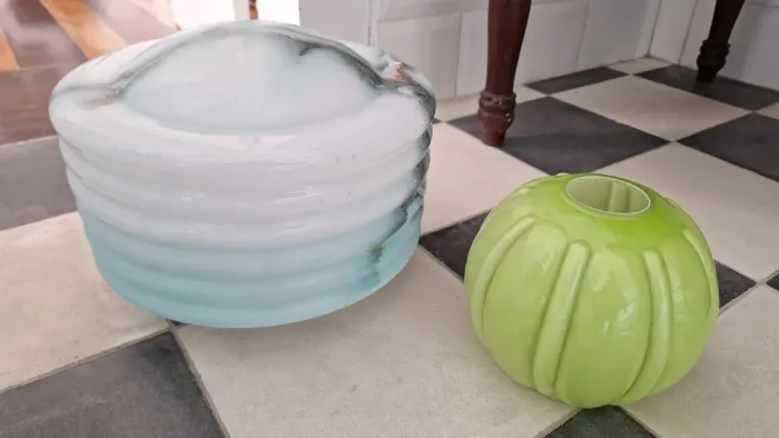 Antiga cúpula em vidro verde para luminária pendente Art Déco