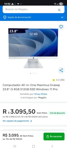 Lindo all in one Intel core i5 super máquina pra vender logo!!