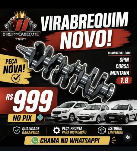 Virabrequim NOVO - Gm 1.8 8v ( Spin, Corsão, Montana, Cobalt, Doblô, Stilo)