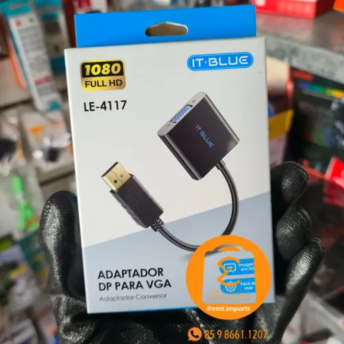 Cabo Displayport x VGA Conversor, Adaptador para Notebook, PC, Computador, TV, Blu-ray etc