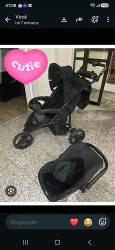 Kit Enxoval Bebê Carrinho Infanti+Bebê Conforto+Cadeirão Galzerano+Andador Musical
