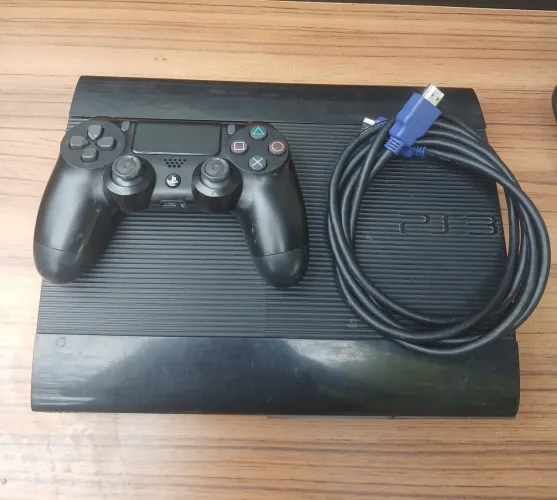 PlayStation 3 Super Slim Completo + Controle de PS4 - Pronto para Jogar