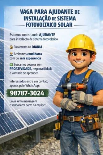 Vaga pra ajudante energia solar