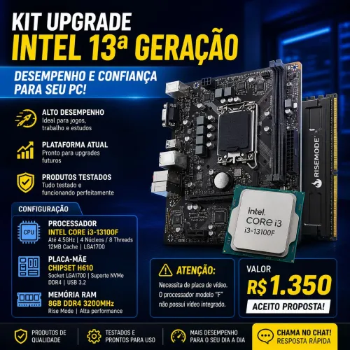 KIT UPGRADE INTEL 13ª GERAÇÃO - ALTO DESEMPENHO