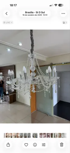 Lustre de cristal 8 lampadas