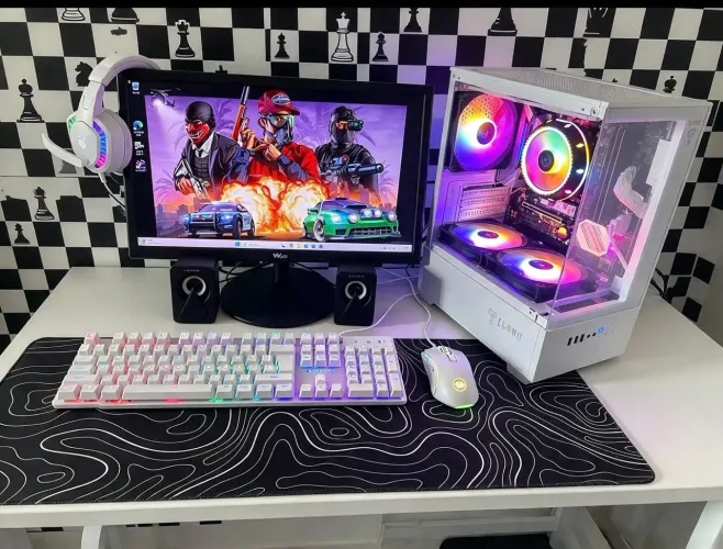 PC GAMER RYZEN 5 COMPLETO, 16gb dd4, Mvme 256gb, Monitor, Teclado e Mouse headset.