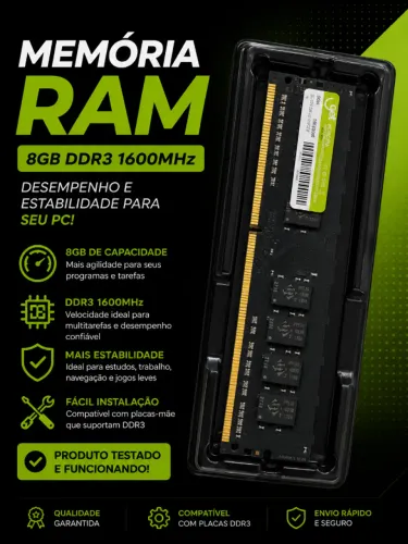 Memória RAM 8GB DDR3 para Desktop 1600MHz