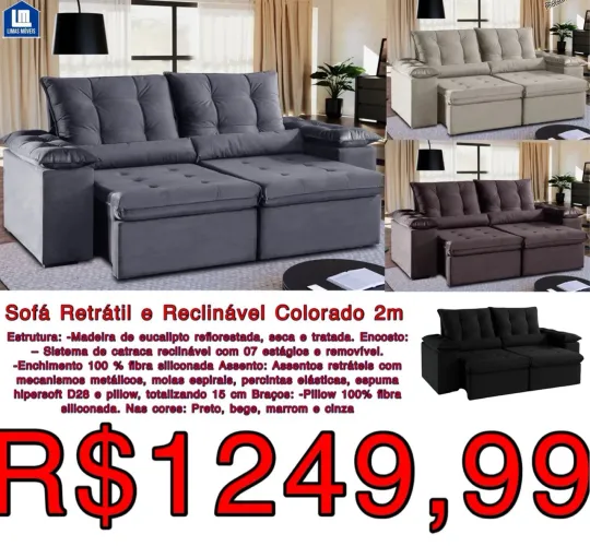 FRETE GRÁTIS SOFÁ RETRÁTIL E RECLINÁVEL