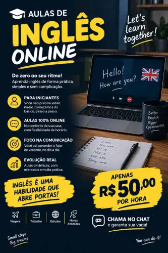 Aulas de Inglês Online para Iniciantes | Aprenda do Zero - R$ 50 por Hora
