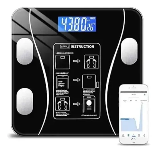 Balança Titanium Digital Bioimpedância Bluetooth Cor Preto 2 Pilhas AAA