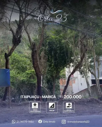 ITAIPUAÇU, ORLA 23 IMOBILIÁRIA VENDE! Excelente terreno com 484m² em Maricá.